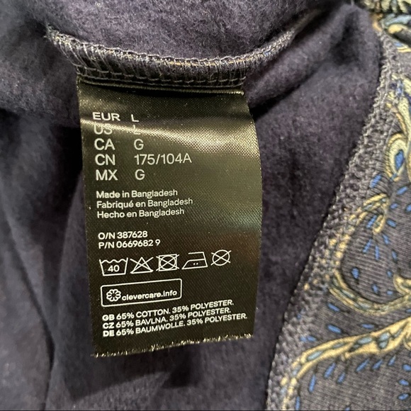 H&M Blue Paisley Print Fleece Lined Pullover Sweater - Picture 6 of 6